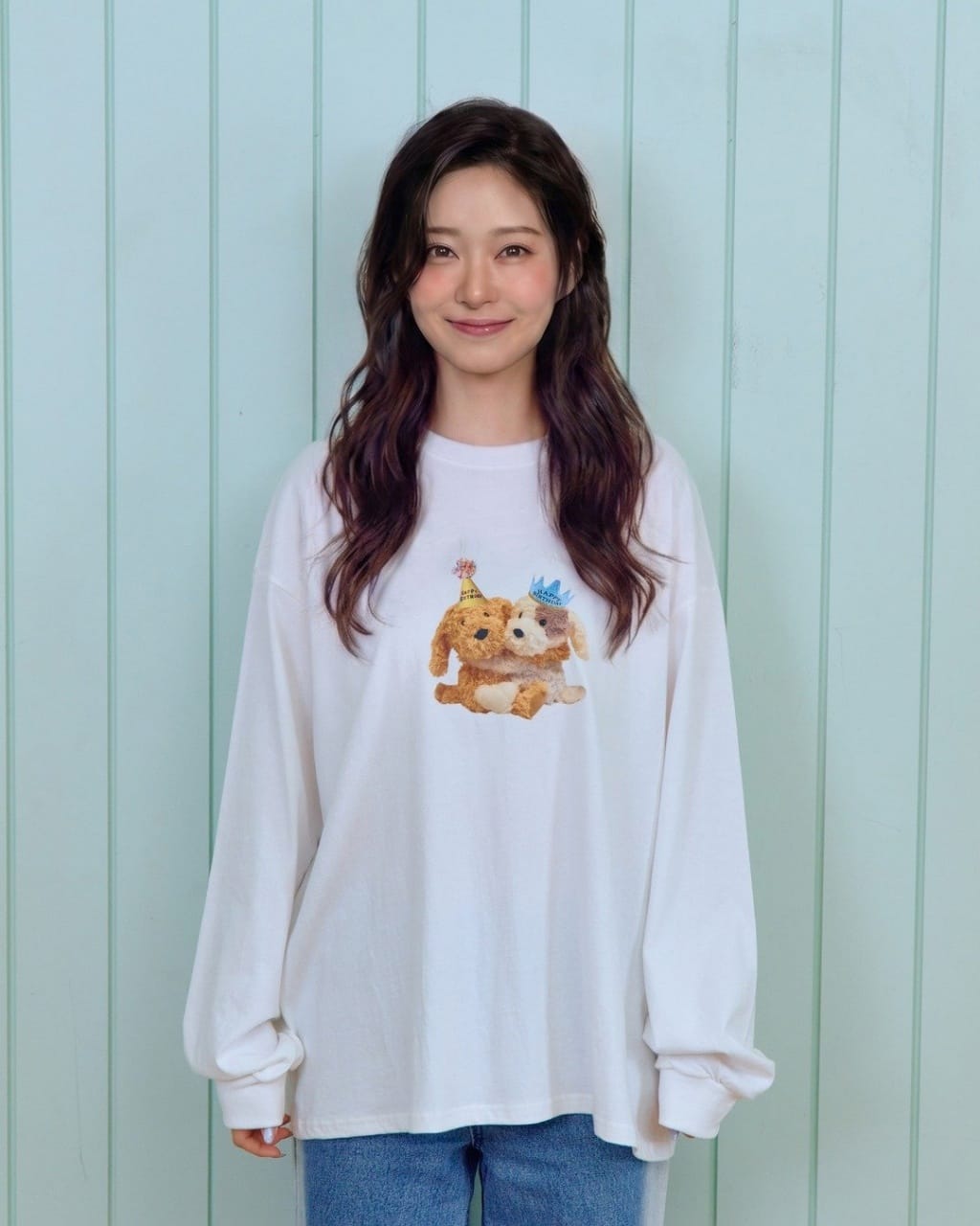 韓國🇰🇷OOTTBEBE 動物玩偶印花親子大人長Ｔ恤(Freesize)
