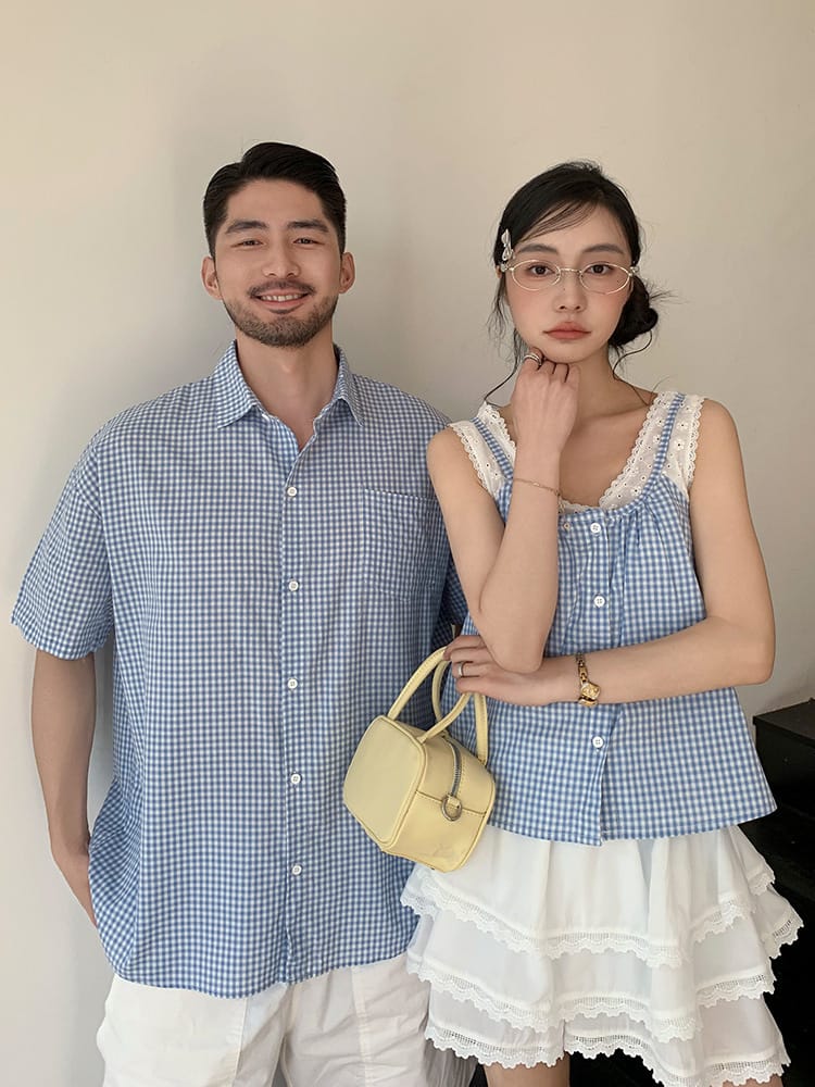 清新藍格親子裝(80-150/S-3XL)