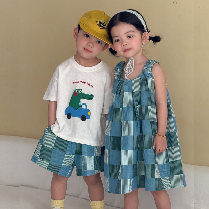 兄弟姐妹裝｜鱷魚藍綠格套裝/洋裝(80-150)