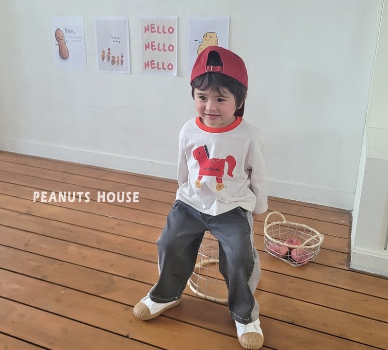 韓國🇰🇷PEANUTS 拼色設計牛仔褲(5-15)