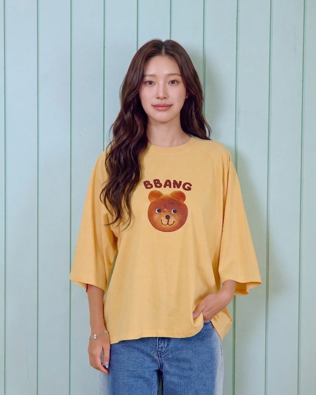 韓國🇰🇷OOTTBEBE 麵包小熊親子大人七分Ｔ恤(Freesize)