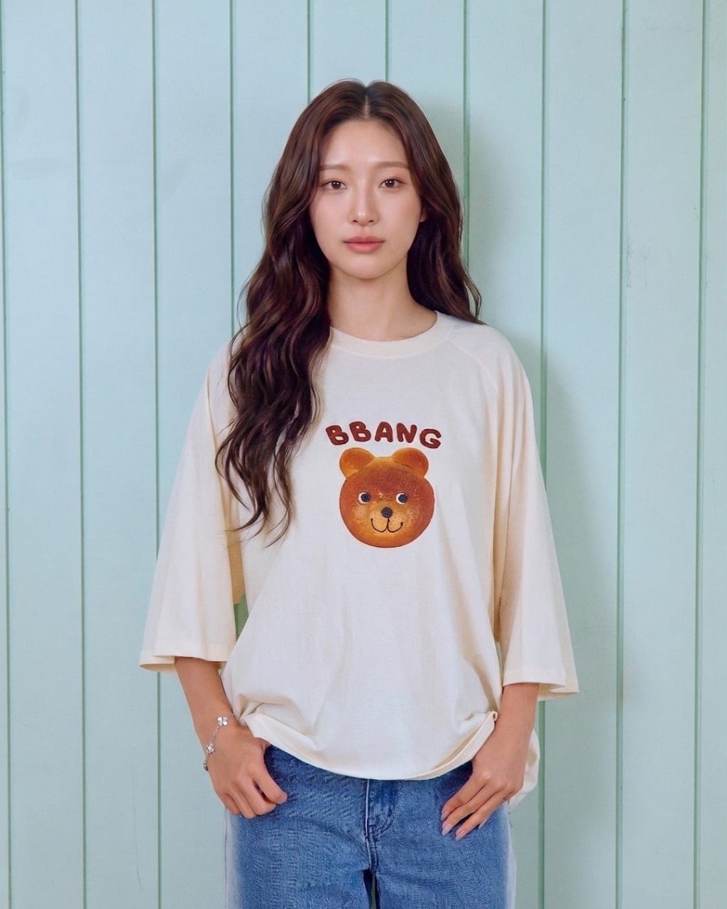 韓國🇰🇷OOTTBEBE 麵包小熊親子大人七分Ｔ恤(Freesize)