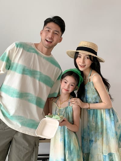 藍綠渲染親子裝(80-150/S-2XL)