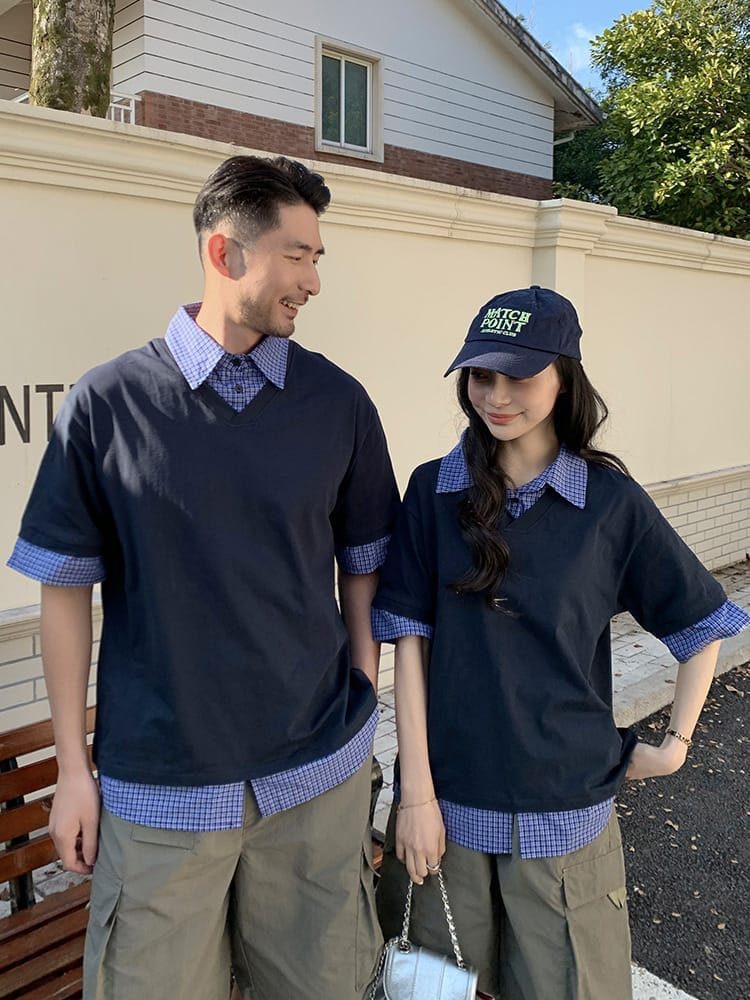 日系假兩件親子裝(80-150/S-3XL)