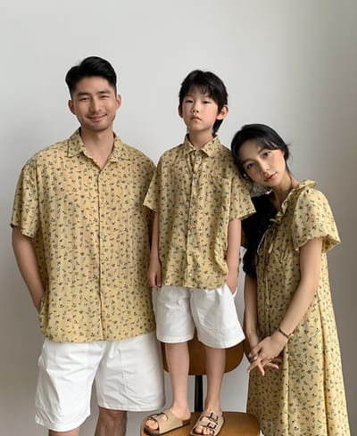 古典黃碎花親子裝(80-150/S-3XL)