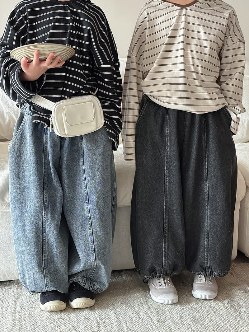 春秋拼接牛仔燈籠褲(80-140)