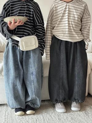 春秋拼接牛仔燈籠褲(80-140)