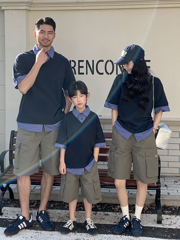 日系假兩件親子裝(80-150/S-3XL)