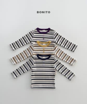韓國🇰🇷Bonito 愛心鈕扣條紋修身上衣(12m-XL/JS-JM)
