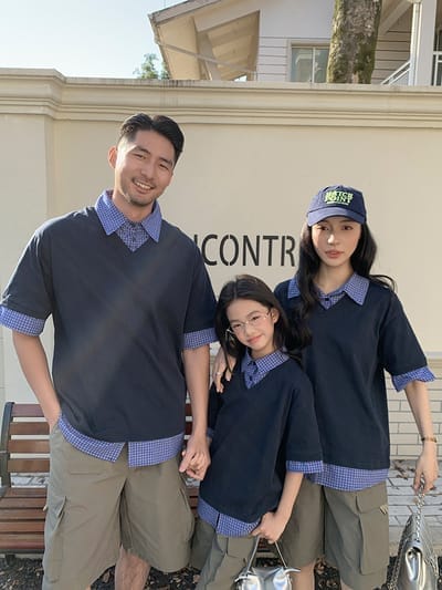 日系假兩件親子裝(80-150/S-3XL)