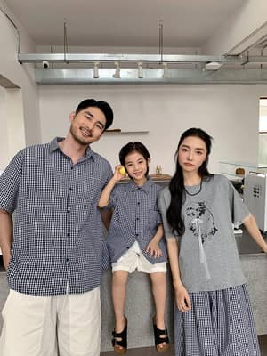 蕾絲蝴蝶結狗狗格子親子裝(80-150/S-3XL)