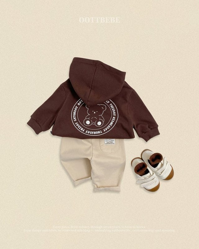 韓國🇰🇷OOTTBEBE 小熊印花親子連帽上衣(XS-XL)