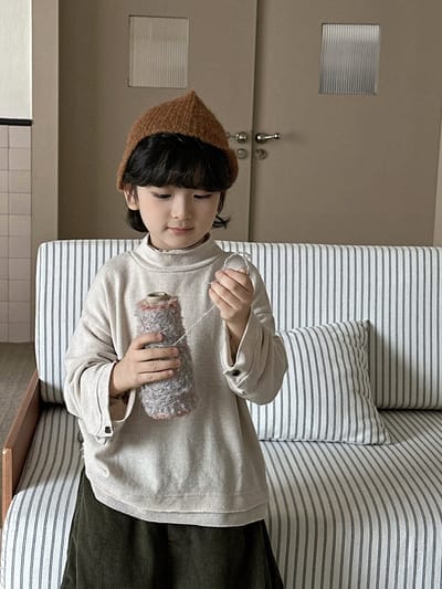 立領假兩件磨毛上衣(80-140)