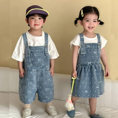 兄弟姐妹裝｜印花牛仔吊帶褲/吊帶裙(80-150)