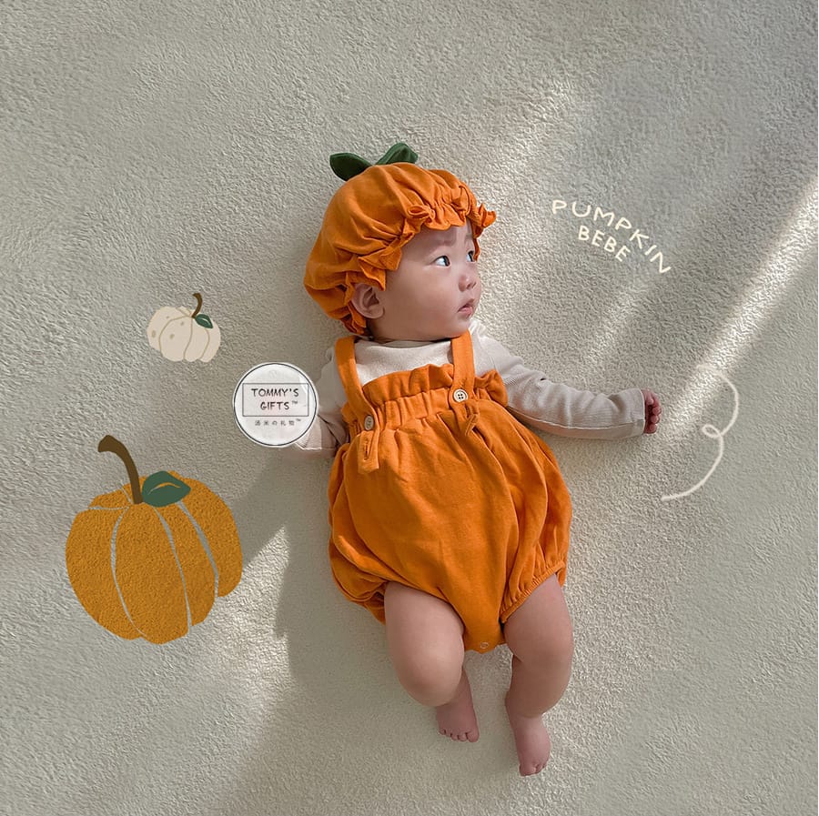 萬聖節系列🎃｜南瓜造型吊帶包屁衣(66-90)