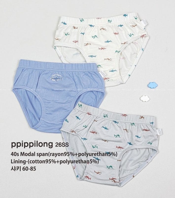 韓國🇰🇷ppippilong 鯊魚莫代爾三角內褲三件組