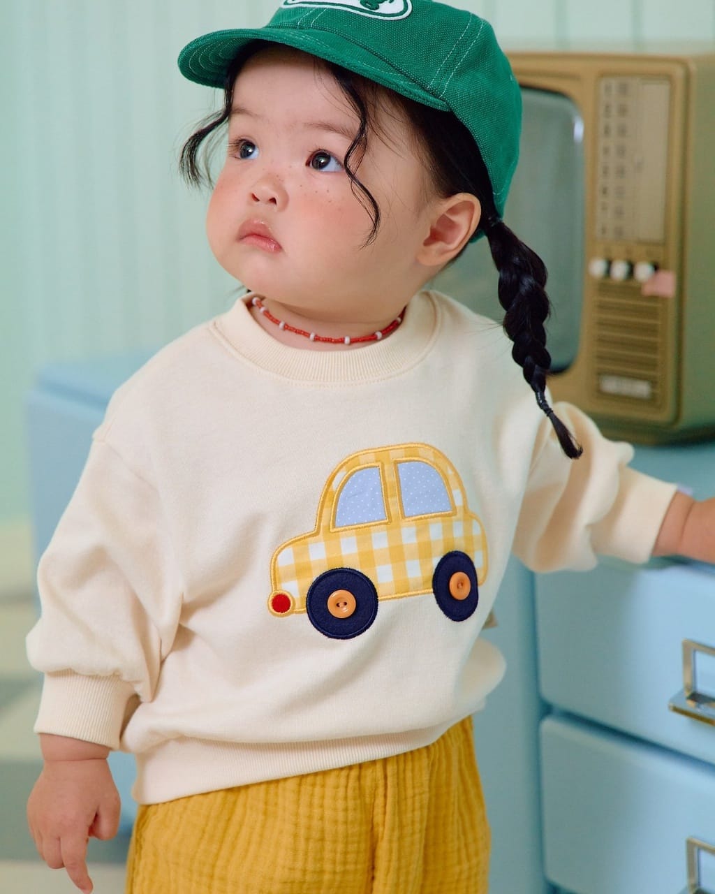 韓國🇰🇷OOTTBEBE 車車貼布大學Ｔ(XS-XL)