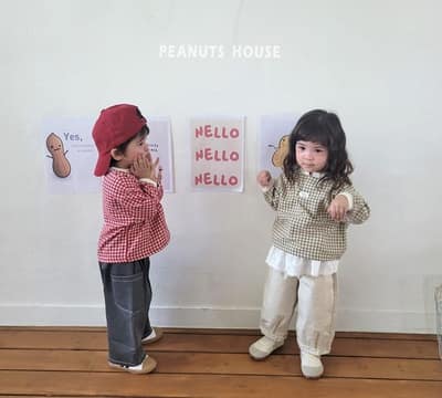 韓國🇰🇷PEANUTS 格子小標開領上衣(5-15)