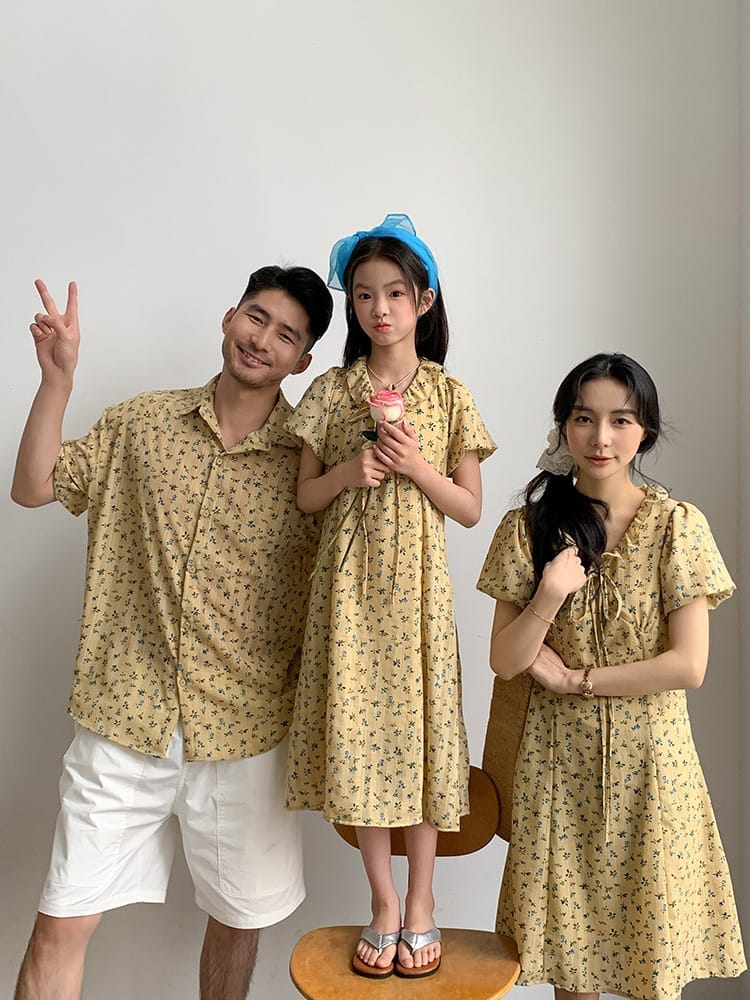 古典黃碎花親子裝(80-150/S-3XL)