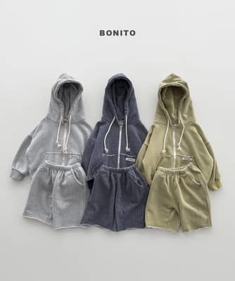 韓國🇰🇷Bonito 不修邊連帽外套短褲套裝(12m-XL/JS-JM)