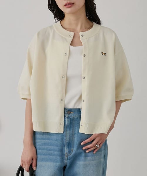 日本特價🇯🇵PENNEYS FOX 刺繡五分袖針織開襟外套