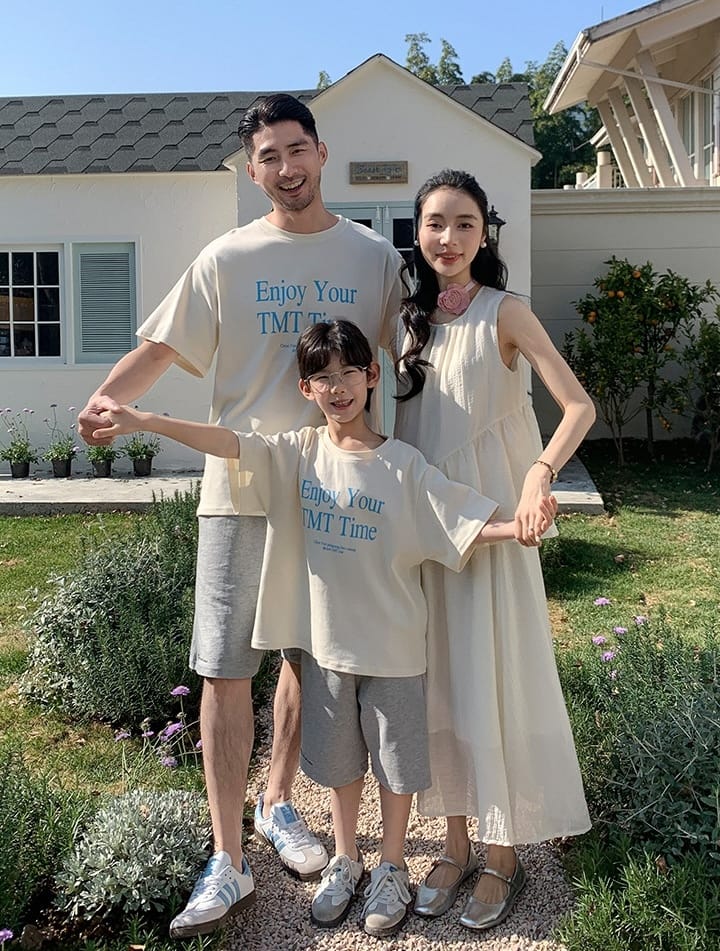 印字Ｔ恤＋仿天絲套裝親子裝(80-150/S-3XL)