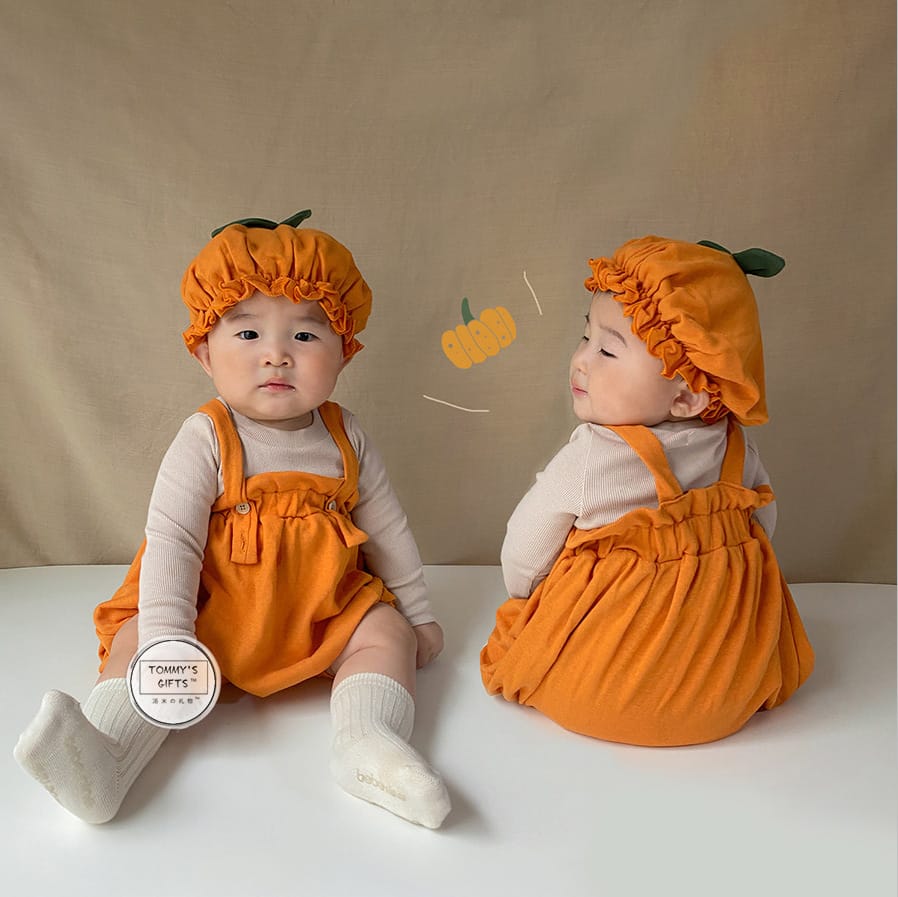 萬聖節系列🎃｜南瓜造型吊帶包屁衣(66-90)