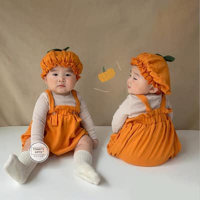 萬聖節系列🎃｜南瓜造型吊帶包屁衣(66-90)