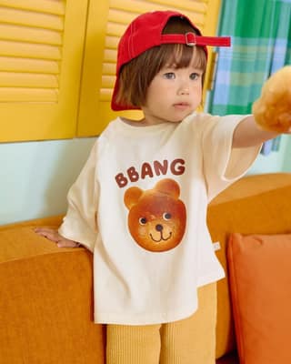 韓國🇰🇷OOTTBEBE 麵包小熊親子兒童七分Ｔ恤(XS-XL)