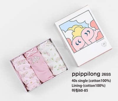 韓國🇰🇷ppippilong 碎花兔純棉女童三角內褲三件組
