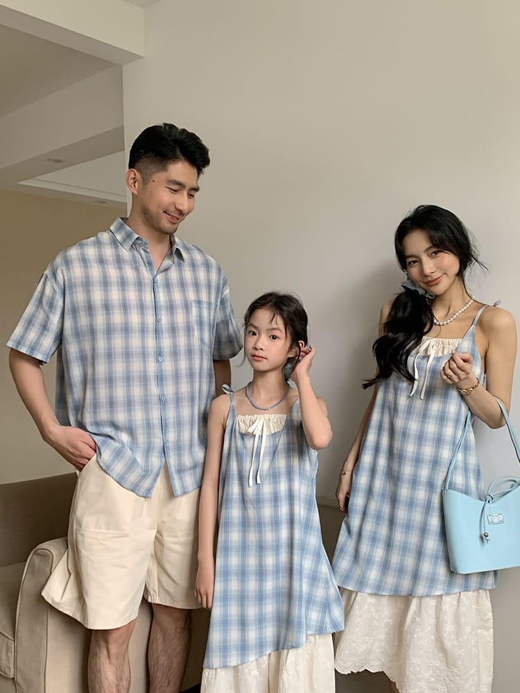 藍白大格親子裝(80-150/S-3XL)
