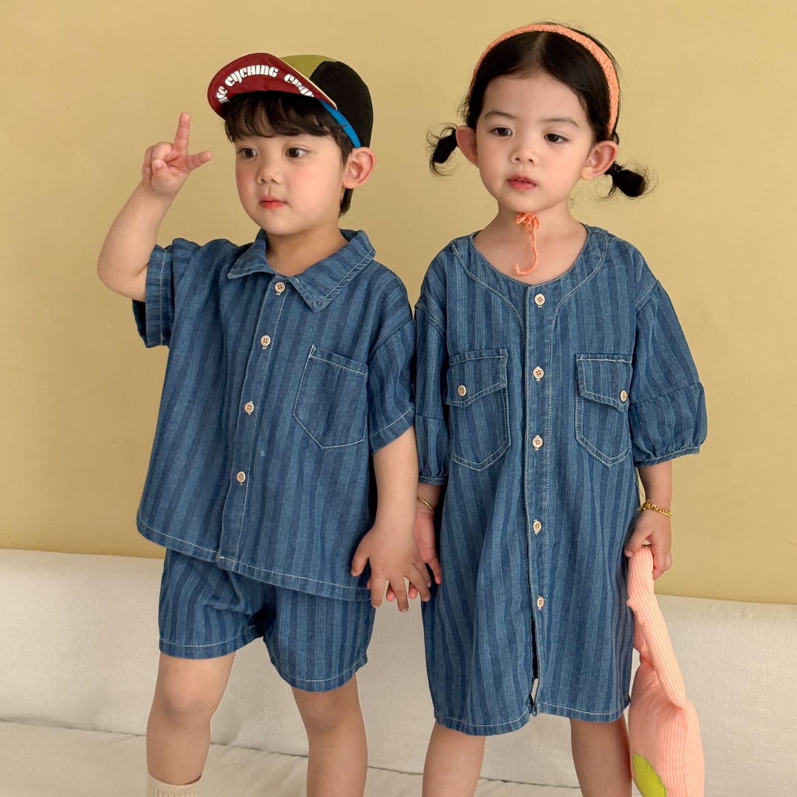 兄弟姐妹裝｜直條牛仔套裝/洋裝(80-150)