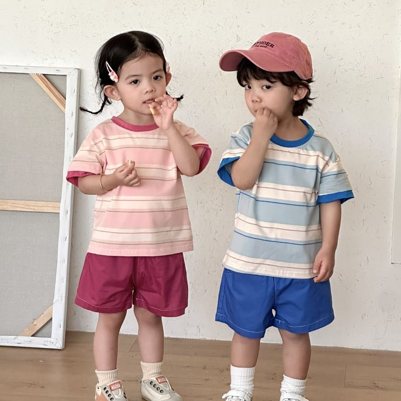 兄弟姐妹裝｜粉藍條紋套裝(80-150)