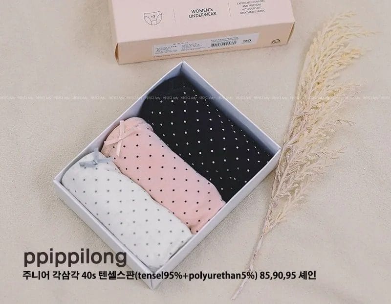韓國🇰🇷ppippilong 點點天絲少女內褲三件組