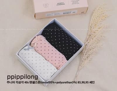 韓國🇰🇷ppippilong 點點天絲少女內褲三件組