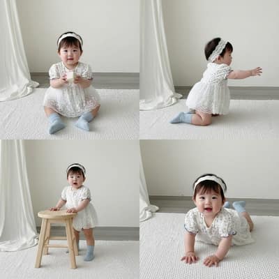 碎花假兩件蕾絲包屁裙(66-90)