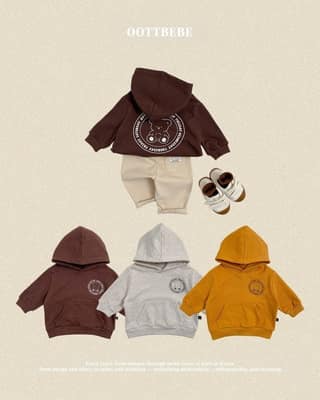 韓國🇰🇷OOTTBEBE 小熊印花親子連帽上衣(XS-XL)