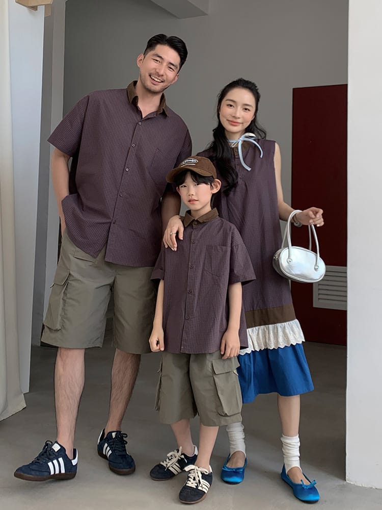 撞色花邊親子裝(80-150/S-3XL)