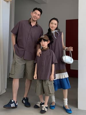 撞色花邊親子裝(80-150/S-3XL)