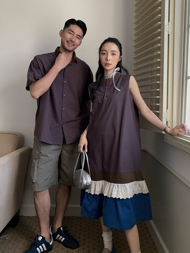 撞色花邊親子裝(80-150/S-3XL)