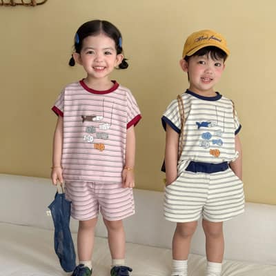 兄弟姐妹裝｜釣魚條紋套裝(80-150)