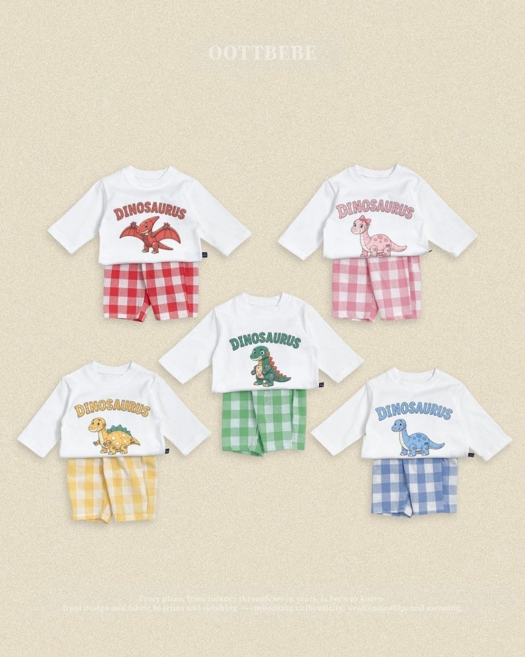 韓國🇰🇷OOTTBEBE 機械恐龍格子褲套裝(XS-XL)