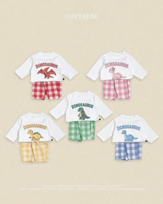 韓國🇰🇷OOTTBEBE 機械恐龍格子褲套裝(XS-XL)