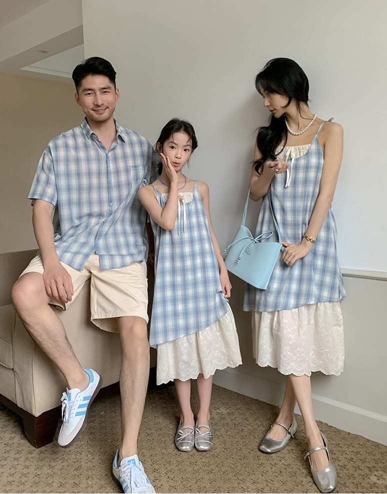 藍白大格親子裝(80-150/S-3XL)