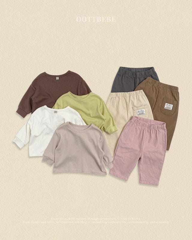 韓國🇰🇷OOTTBEBE 素色羅紋長袖上衣(XS-XL)