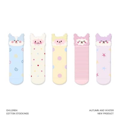 秋冬卡通花色長襪五雙入／款式-2028,尺碼-M（建議腳長15-18cm）約3-5歲