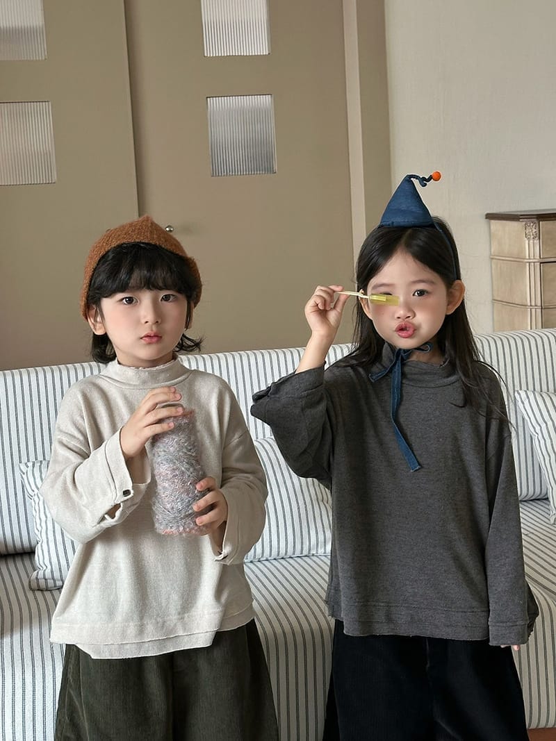 立領假兩件磨毛上衣(80-140)
