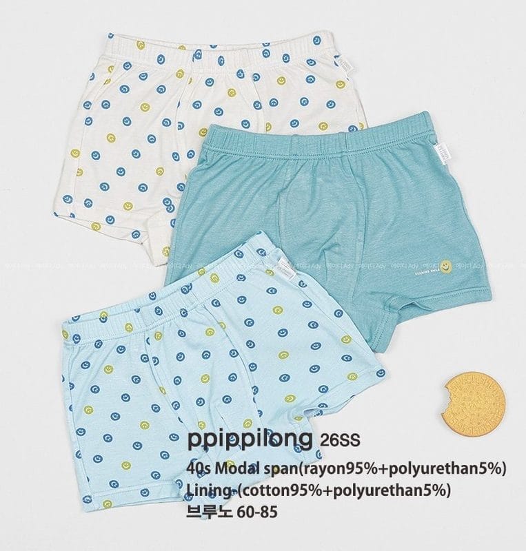 韓國🇰🇷ppippilong 笑臉莫代爾男童四角內褲三件組