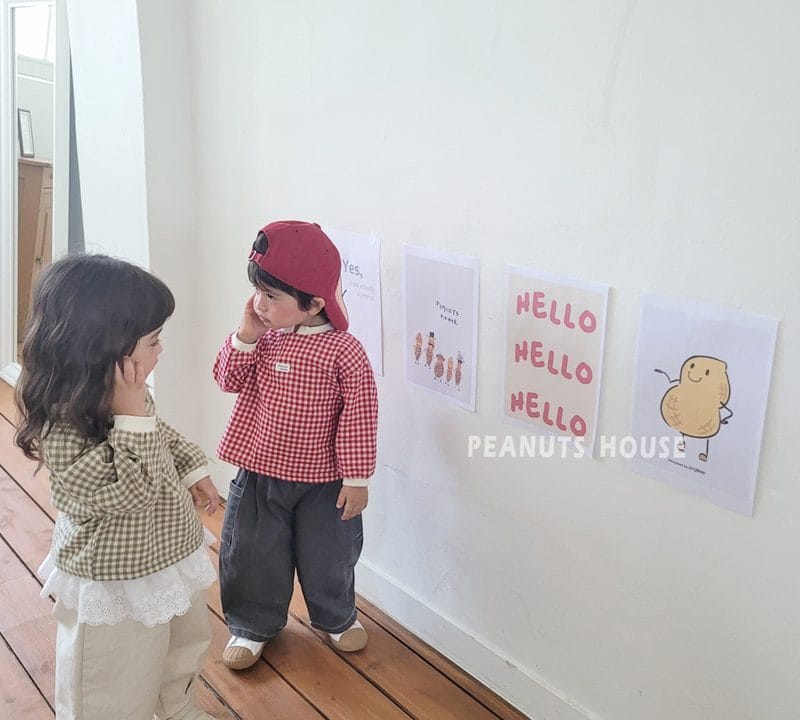 韓國🇰🇷PEANUTS 格子小標開領上衣(5-15)