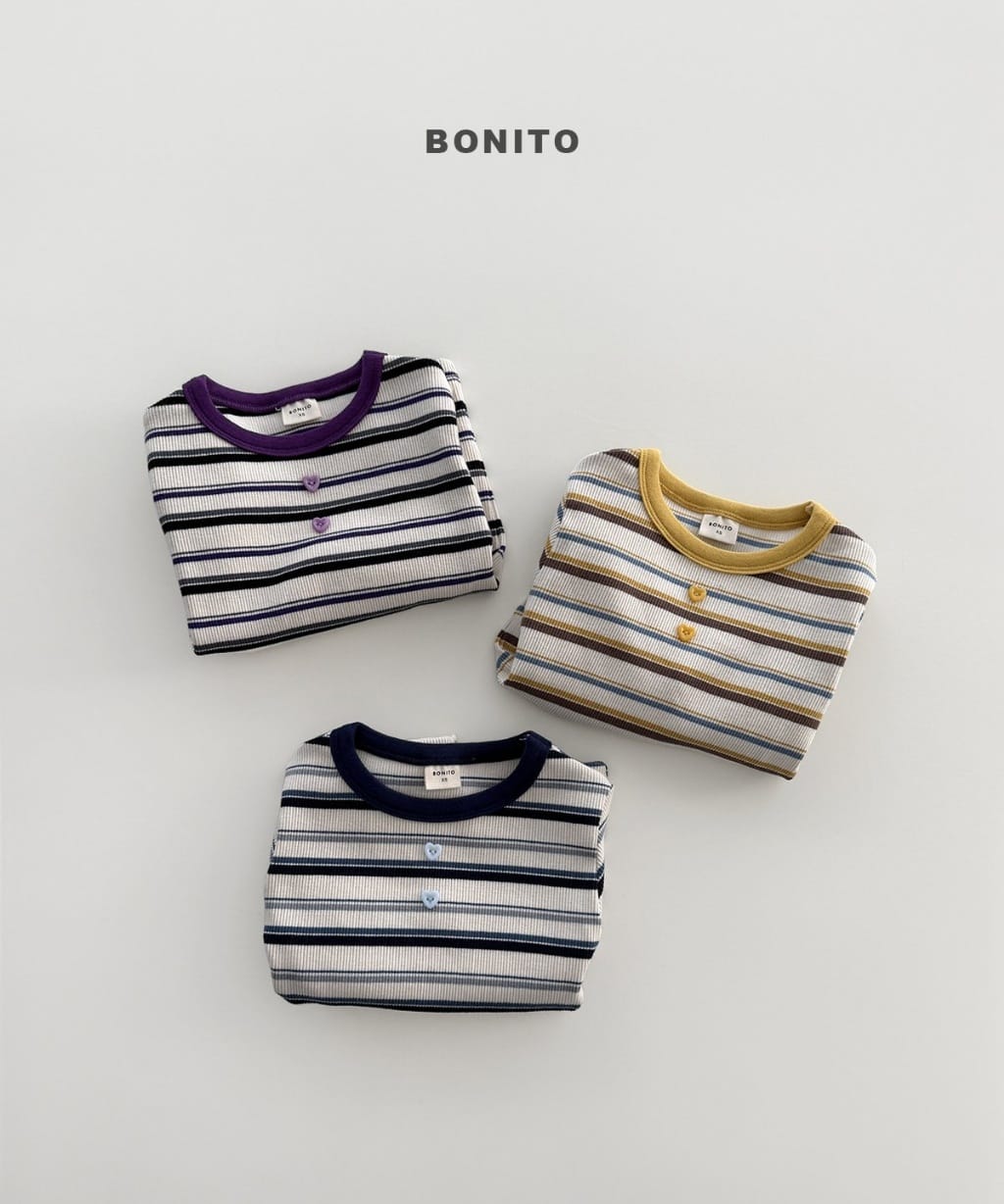 韓國🇰🇷Bonito 愛心鈕扣條紋修身上衣(12m-XL/JS-JM)